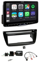 Автомагнитола для Fiat Doblo 2012–2015 Alpine Bluetooth USB DAB, совместимая с кнопками на руле, черный (piano black)