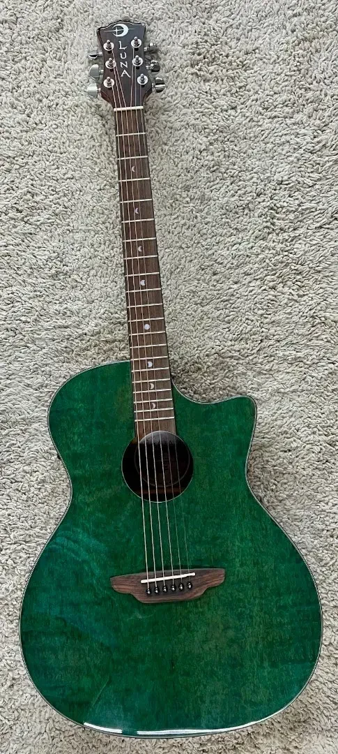 Luna GYP E EU TEAL Gypsy Eucalyptus Grand Concert Acoustic Electric Guitar