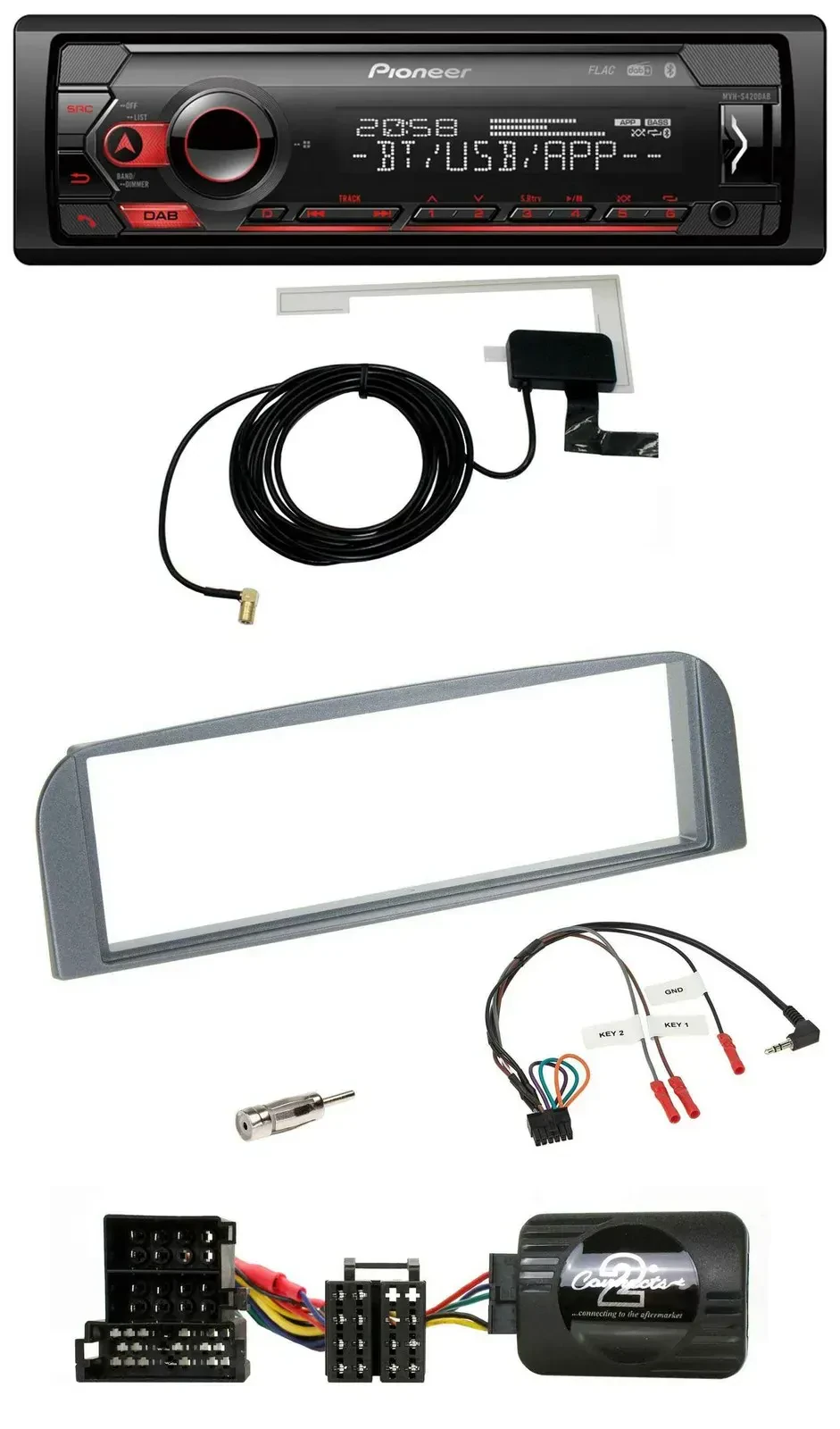 Автомагнитола Pioneer DAB, USB, Bluetooth для Alfa 147/GT, антрацит, поддержка кнопок на руле