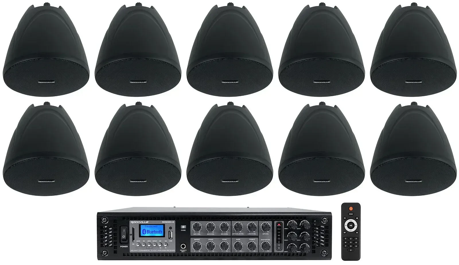 Потолочная акустика Rockville PEN-40T Black с усилителем (10 штук)