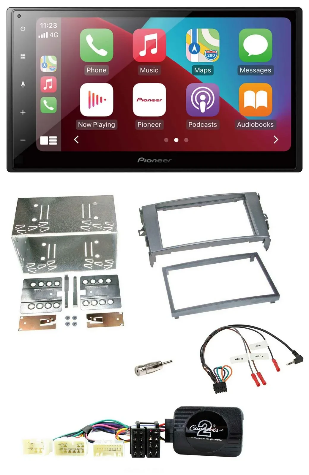 Автомагнитола Pioneer 2DIN, DAB, Bluetooth, USB для Toyota Auris 2007–2011, поддержка кнопок на руле, антрацит