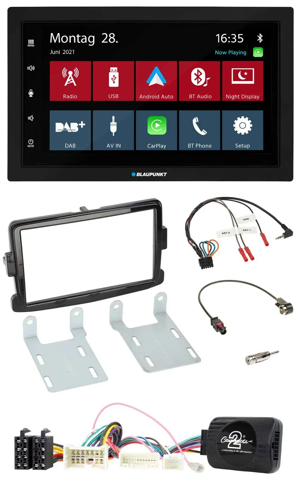 Автомагнитола Blaupunkt 2-DIN Bluetooth DAB USB для Dacia (с 2012) черный (piano black)
