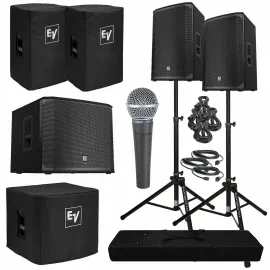 Electro-Voice EKX-15P 15" Powered Speaker Pair w Stands & 18" Subwoofer