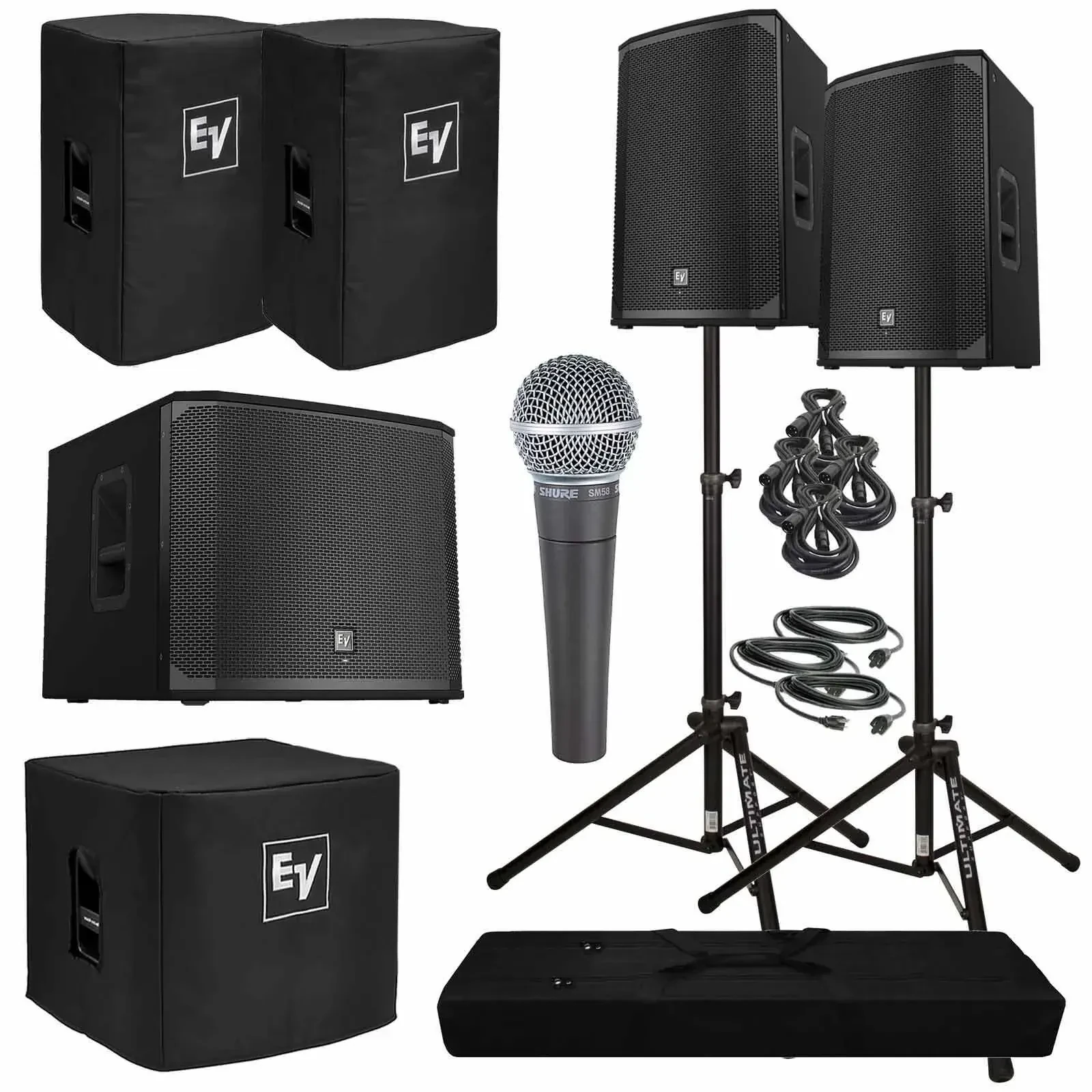 Комплект акустики для PA Electro-Voice EKX15P-SUB18PACK 15" активные колонки (набор, пара), стойки, сабвуфер 18"