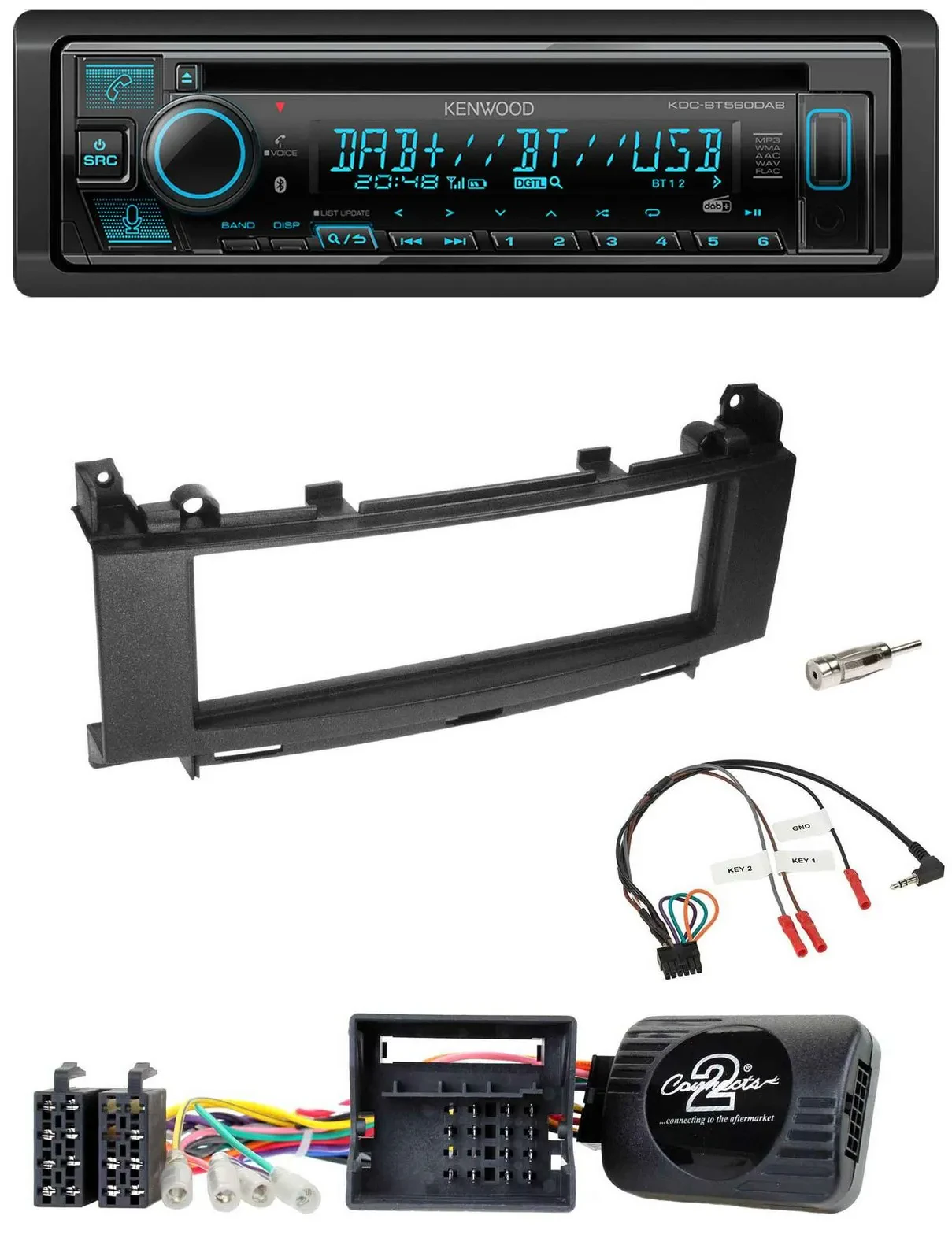 Kenwood Bluetooth DAB CD Lenkrad USB Autoradio für Mercedes A-Klasse 05-12 B-Kla