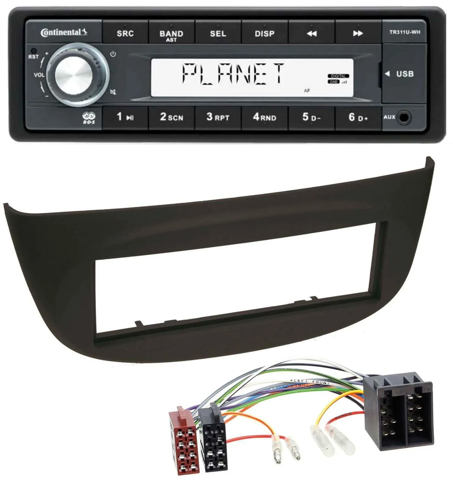 Continental USB MP3 AUX 1DIN Autoradio für Renault Twingo (07-12) schwarz