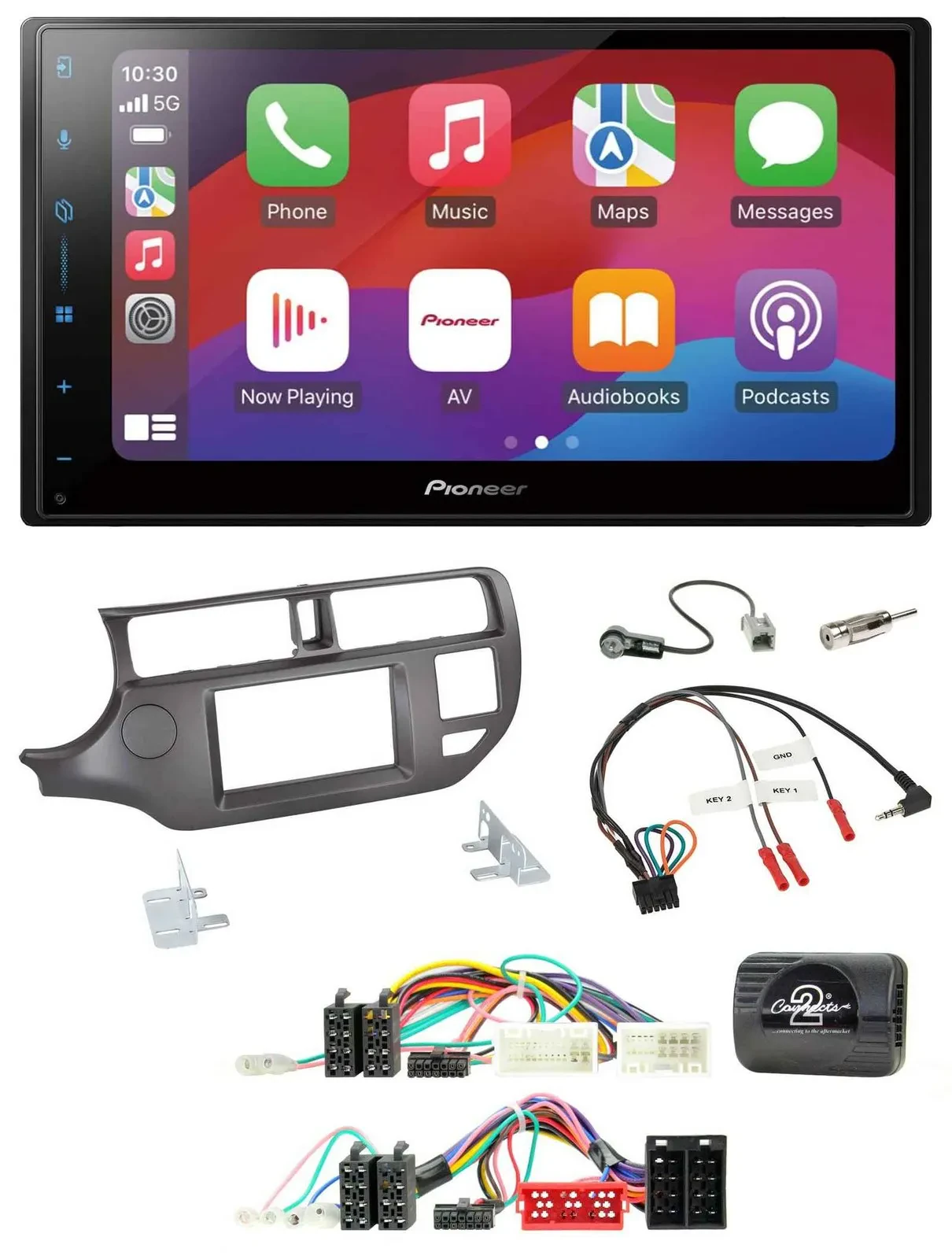 Pioneer DAB USB Lenkrad Bluetooth 2DIN Autoradio für Kia Rio 11-15 UB anthrazit