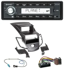 Continental USB MP3 AUX 1DIN Autoradio für Ford Fiesta 10-17 Display schwarz