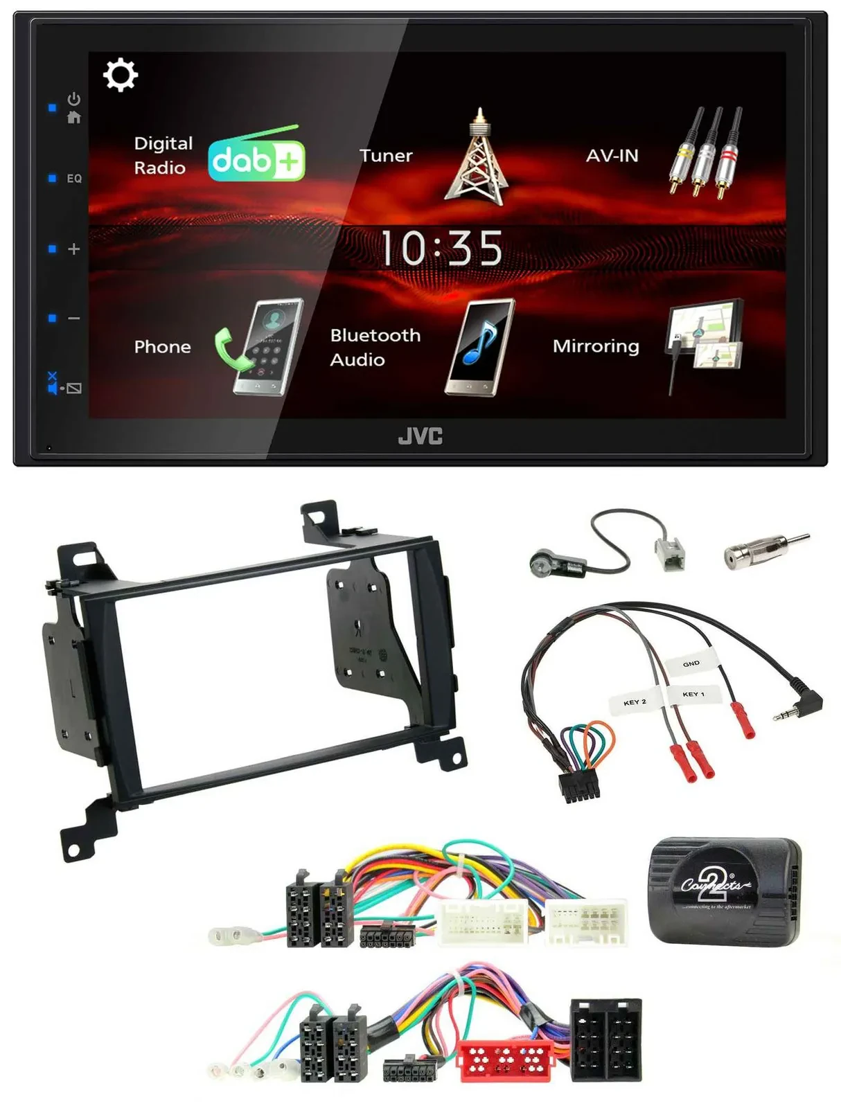 JVC USB Bluetooth Lenkrad DAB 2DIN Autoradio für Hyundai Santa Fe 2010-2012