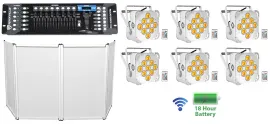 (6) Rockville BEST PAR 60 White Rechargeable Wireless Wash Lights+Facade+Control