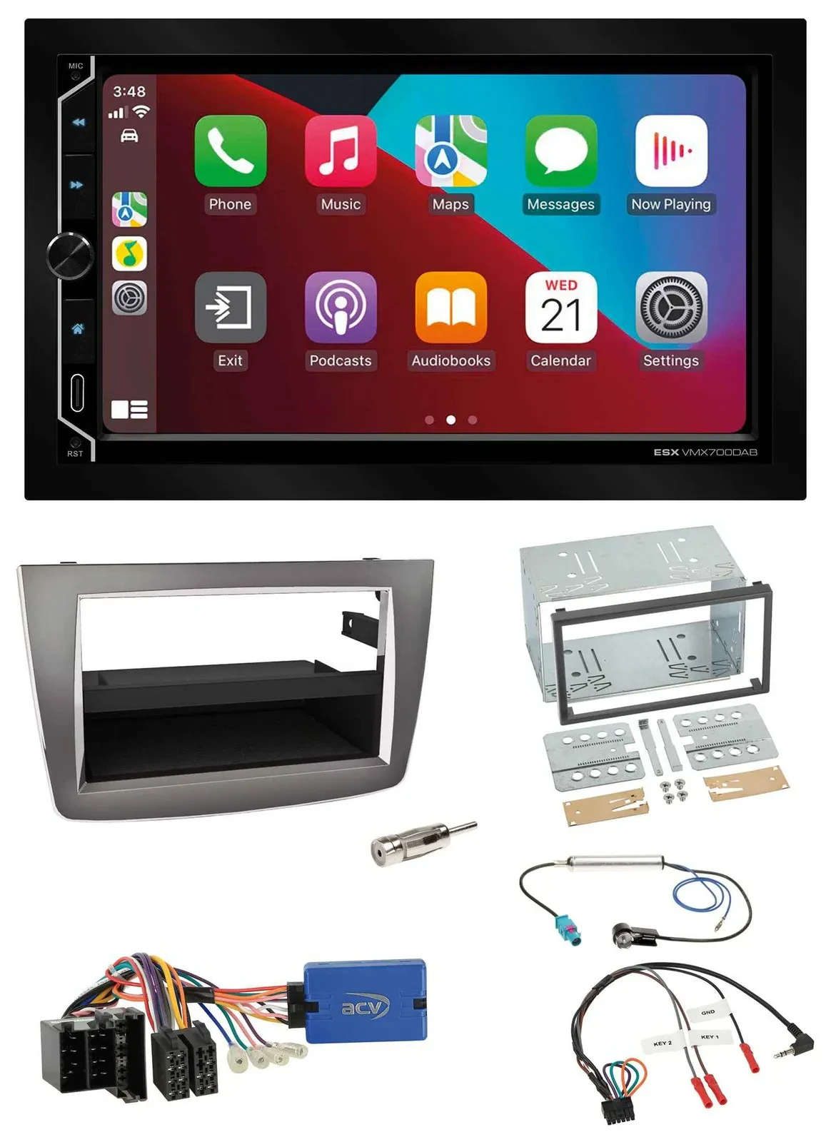 ESX 2DIN DAB USB Lenkrad Bluetooth Autoradio für Alfa Romeo Mito 13-18 955 ISO s