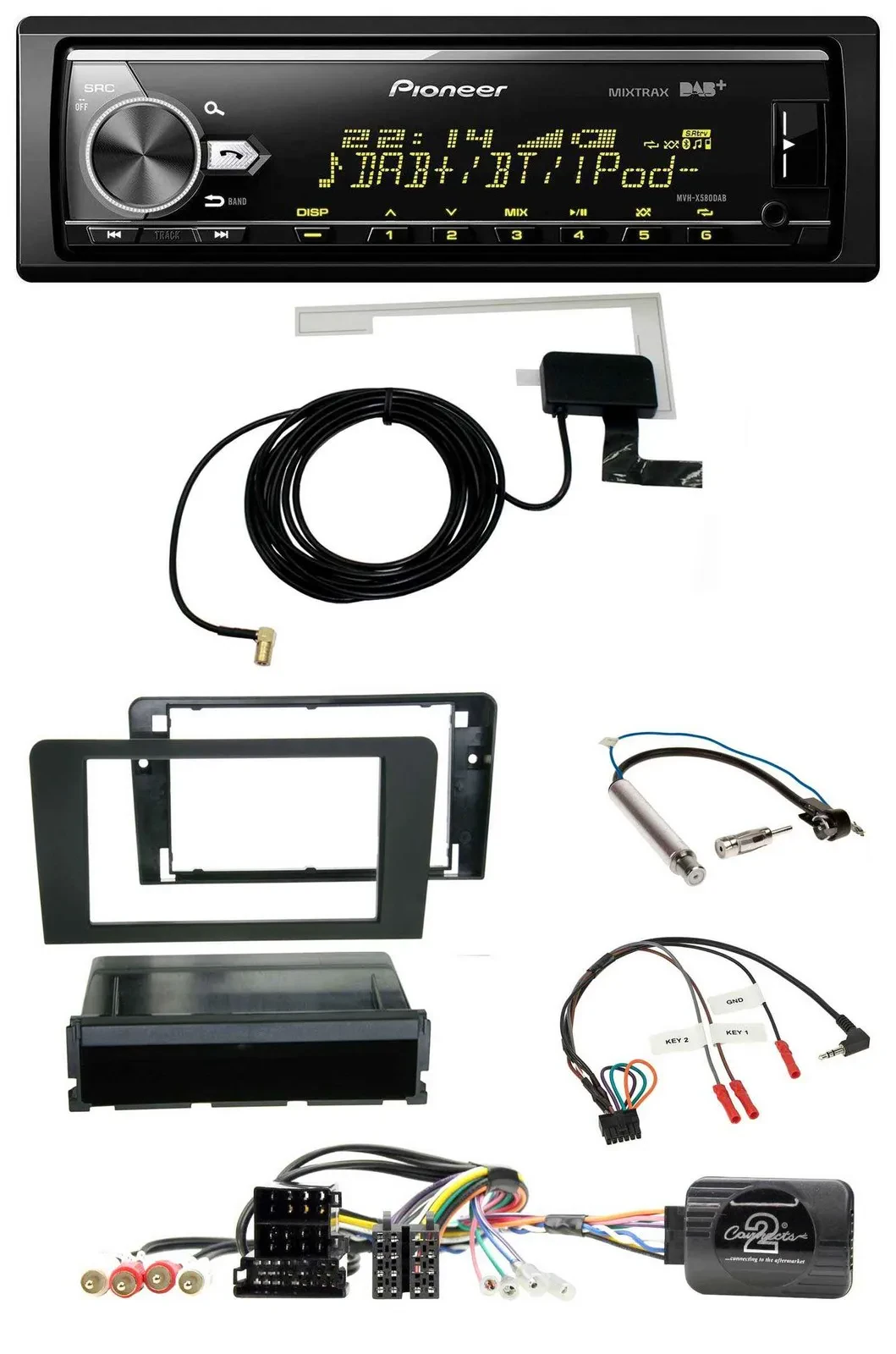 Pioneer Bluetooth DAB USB Lenkrad Autoradio für Audi A3 Symphony ISO 8P 2003-200