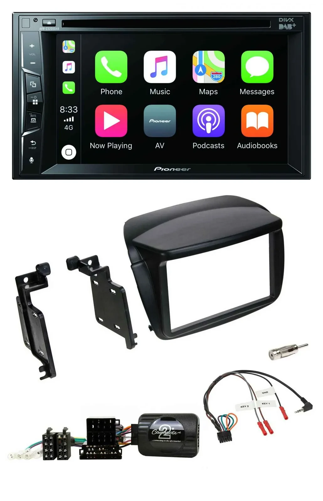Автомагнитола Pioneer 2-DIN, USB, DVD, Bluetooth, DAB, поддержка управления на руле, для Fiat Doblo (с 2010) и Opel