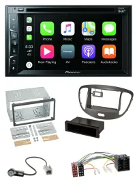 Pioneer MP3 USB DVD Bluetooth DAB 2DIN Autoradio für Hyundai i10 2008-13 dunkels