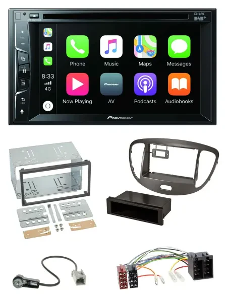 Pioneer MP3 USB DVD Bluetooth DAB 2DIN Autoradio für Hyundai i10 2008-13 dunkels