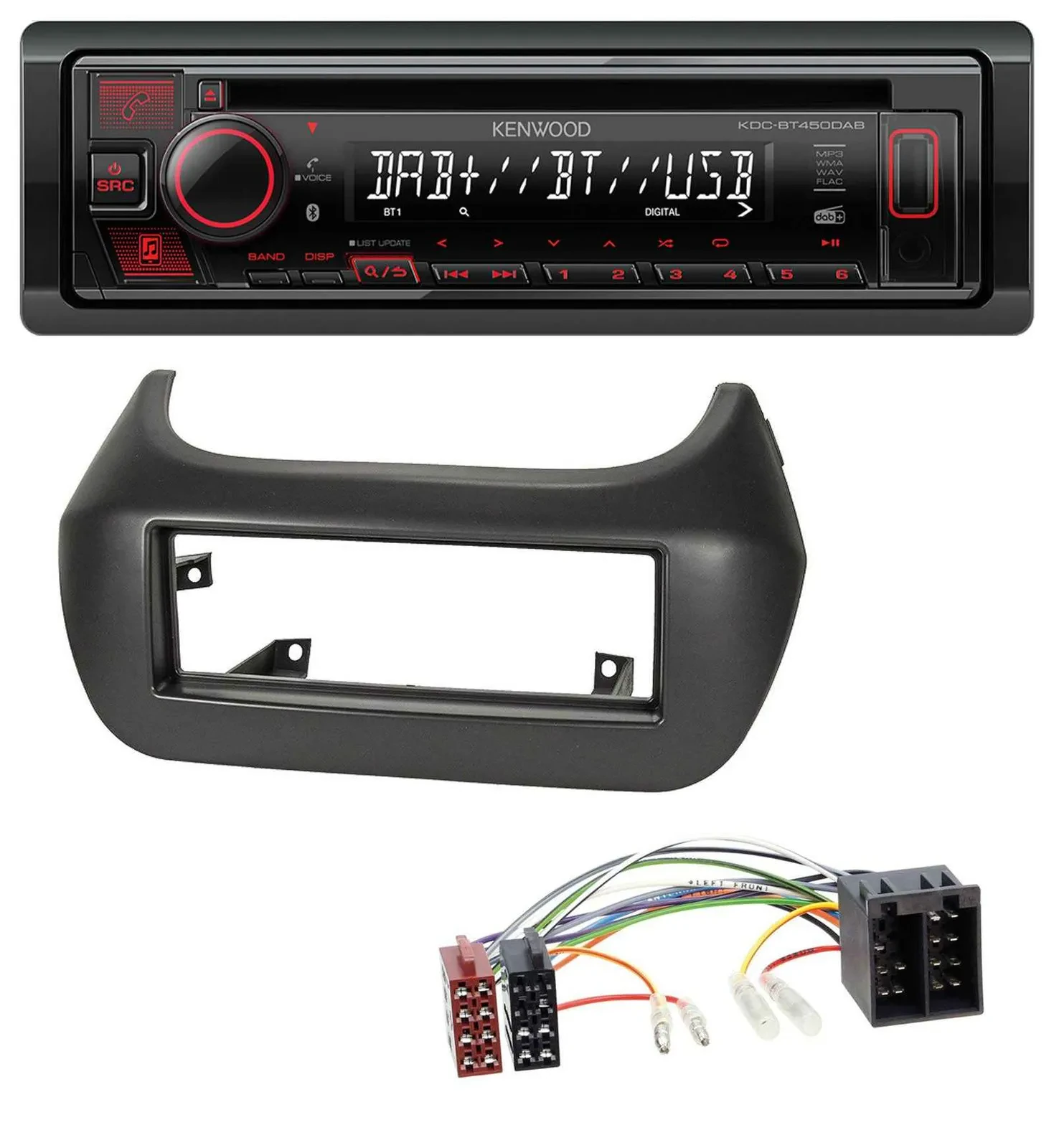 Kenwood MP3 CD USB Bluetooth DAB Autoradio für Fiat Fiorino Qubo Citroen Nemo Pe