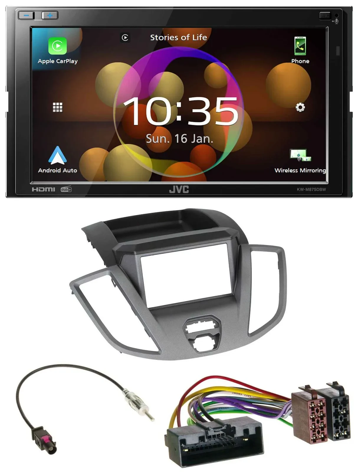 JVC DAB MP3 2DIN Bluetooth USB Autoradio für Ford Transit V363 2014-2018