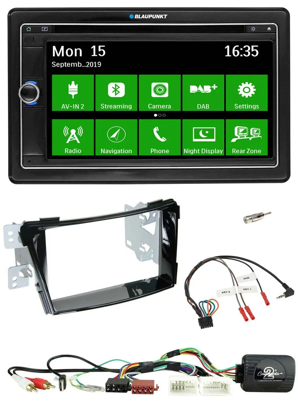 Blaupunkt Bluetooth 2DIN Lenkrad DAB USB TMC Navigation für Hyundai i40 11-19 US