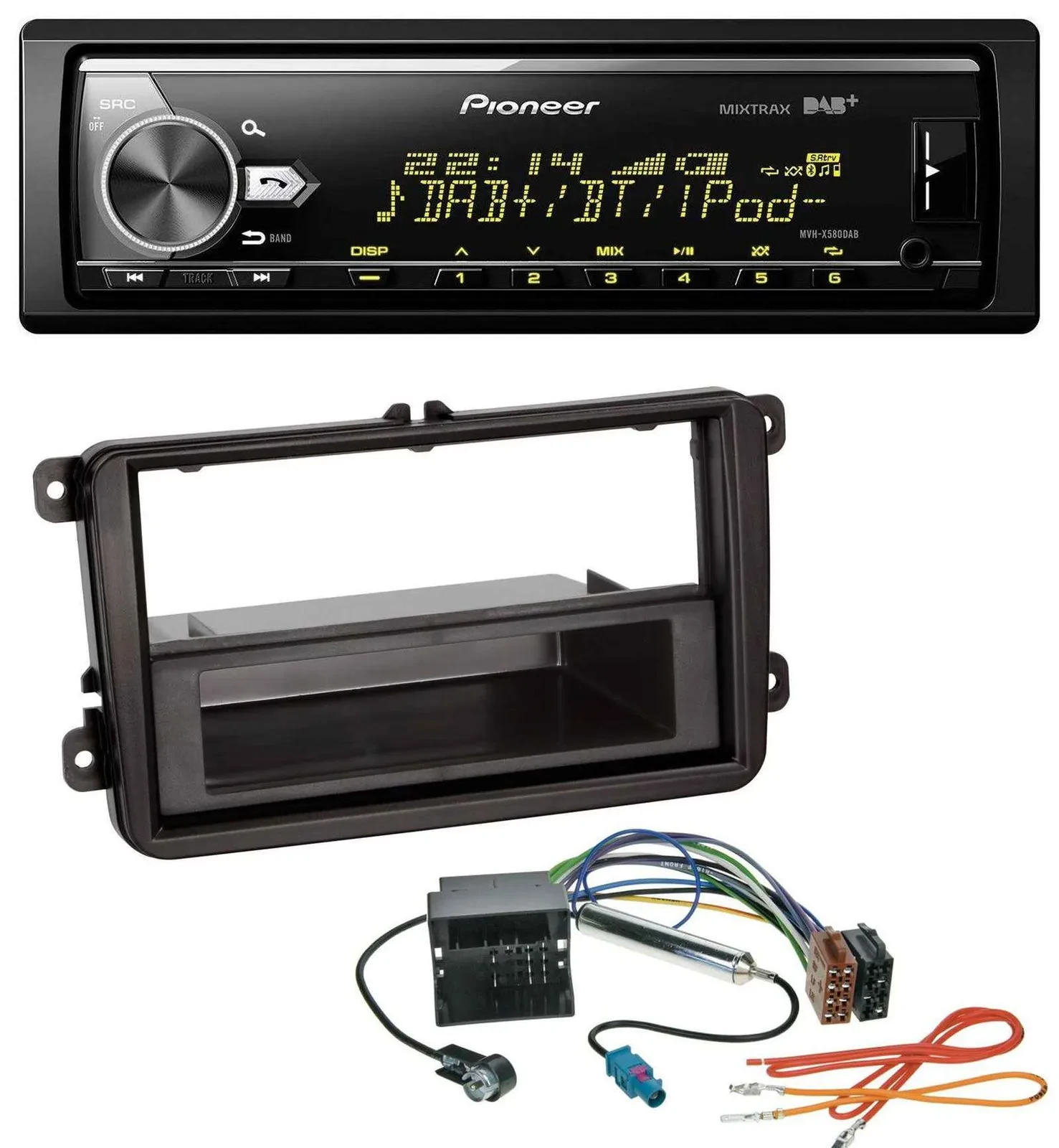 Pioneer Bluetooth USB DAB MP3 Autoradio für VW Sharan ab 10 Tiguan ab 07 Touran