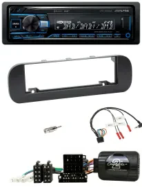 Alpine USB Bluetooth DAB Lenkrad Autoradio für Fiat Panda 2012-2020 schwarz