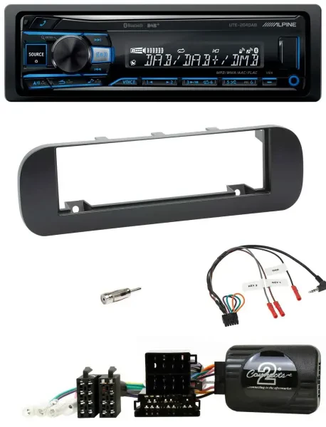 Alpine USB Bluetooth DAB Lenkrad Autoradio für Fiat Panda 2012-2020 schwarz