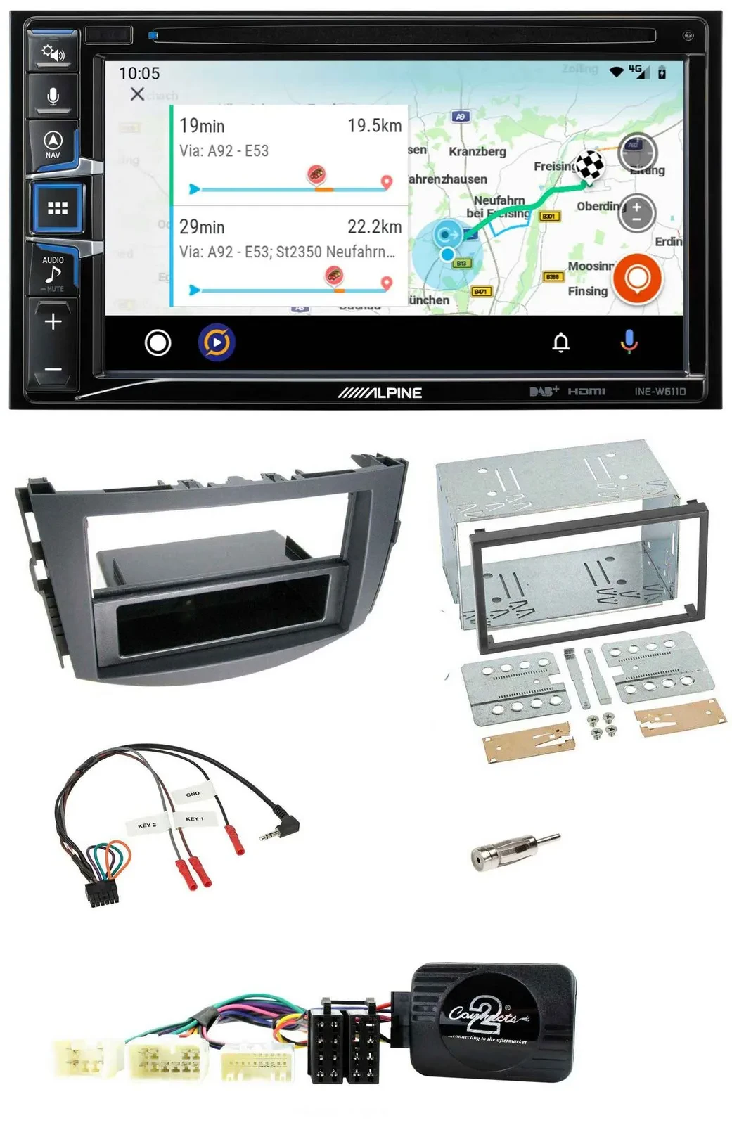 Alpine Bluetooth TMC USB DAB 2DIN Lenkrad Navigation für Toyota RAV 4 2006-2011