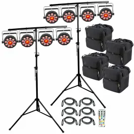 Chauvet DJ FXpar 9 Compact Multi Effect Par Light (8-Pack) with Remote & Cases