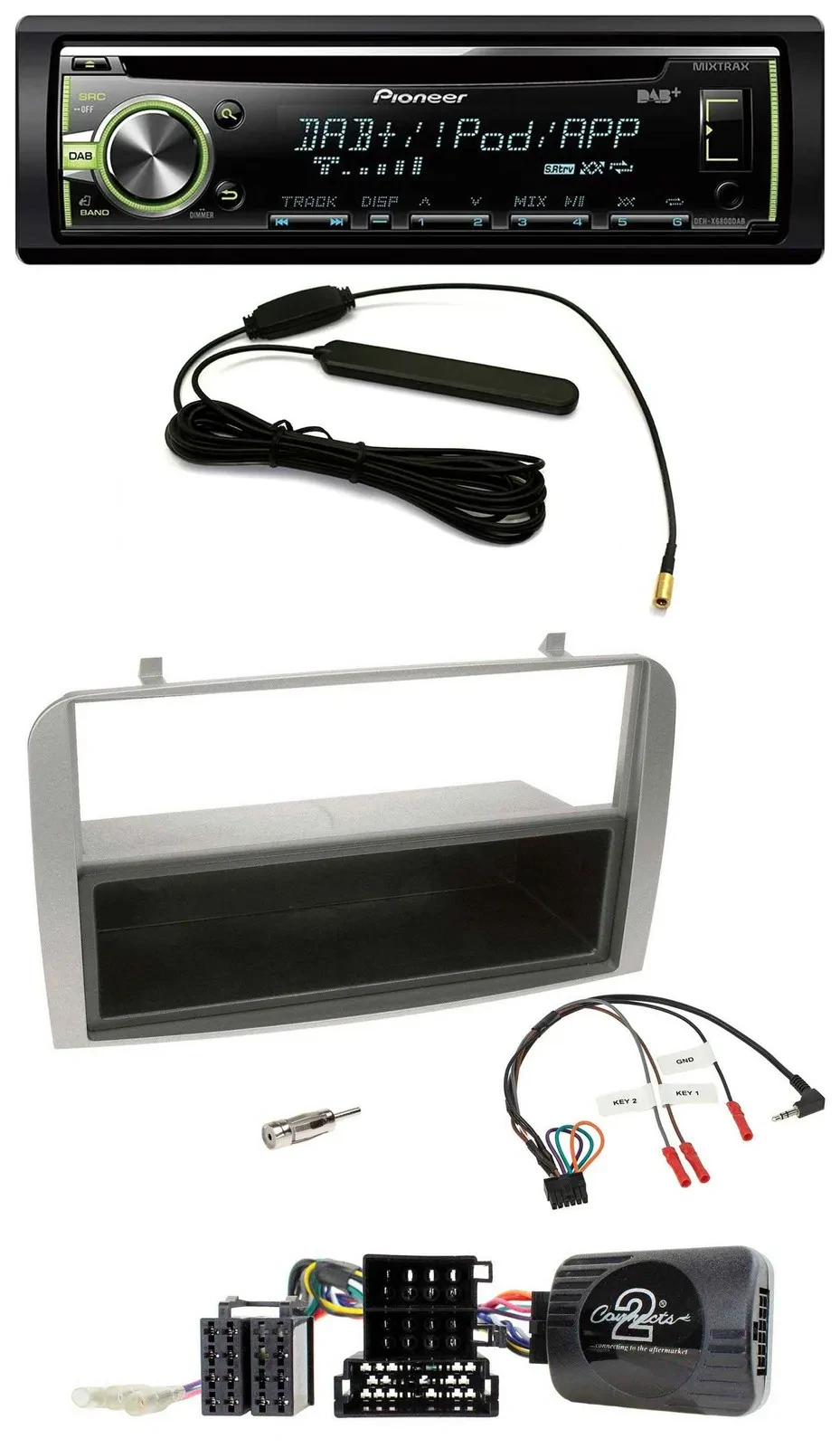 Автомагнитола для Alfa Romeo GT/147 (2007–2010) Pioneer MP3 USB CD DAB, серебристая, с нишей