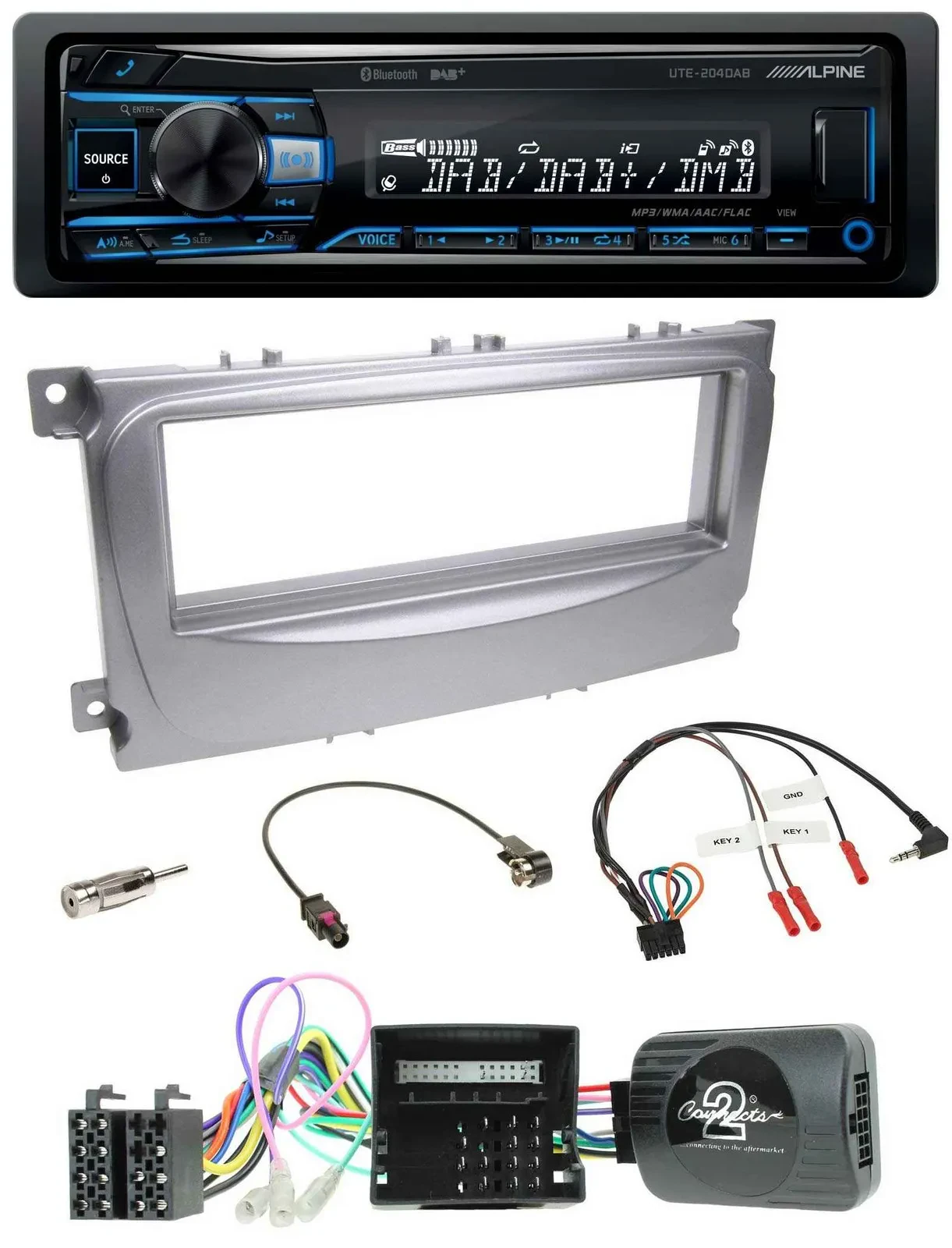 Автомагнитола Alpine USB Bluetooth DAB для Ford S‑Max/Mondeo (2007–2014), с поддержкой CAN‑Bus и управления с руля