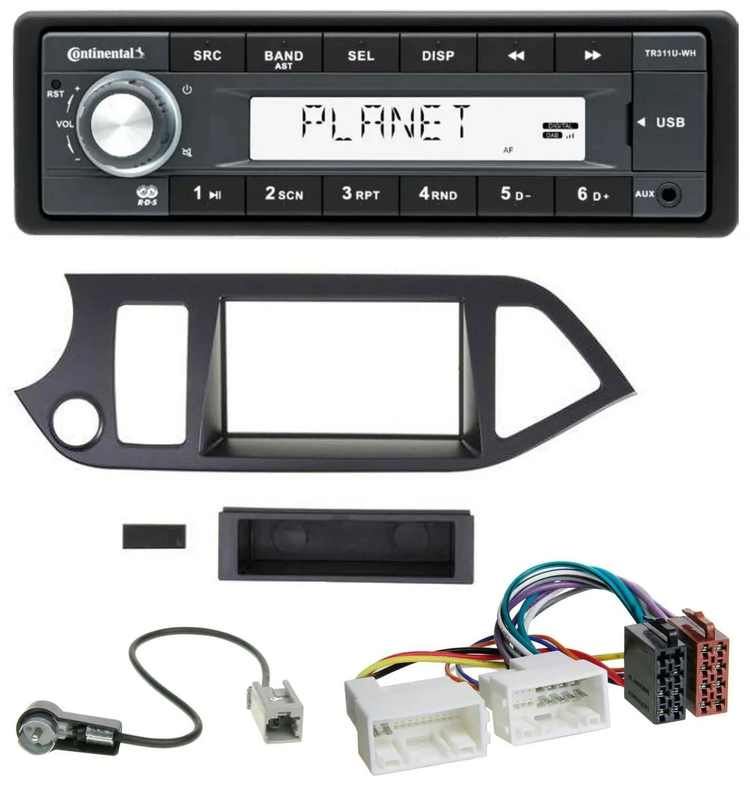 Continental USB MP3 AUX 1DIN Autoradio für Kia Picanto ab 2011 Start-Stop