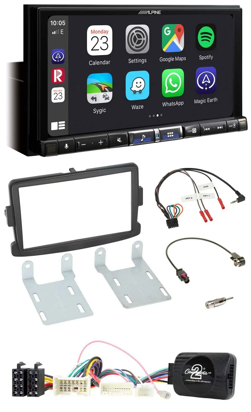 Alpine 2DIN DAB USB Lenkrad Bluetooth Autoradio für Dacia ab 2012 schwarz