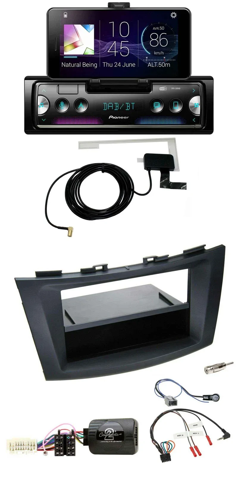 Pioneer DAB Bluetooth Lenkrad USB Autoradio für Suzuki Swift Sport ab 2011 schwa