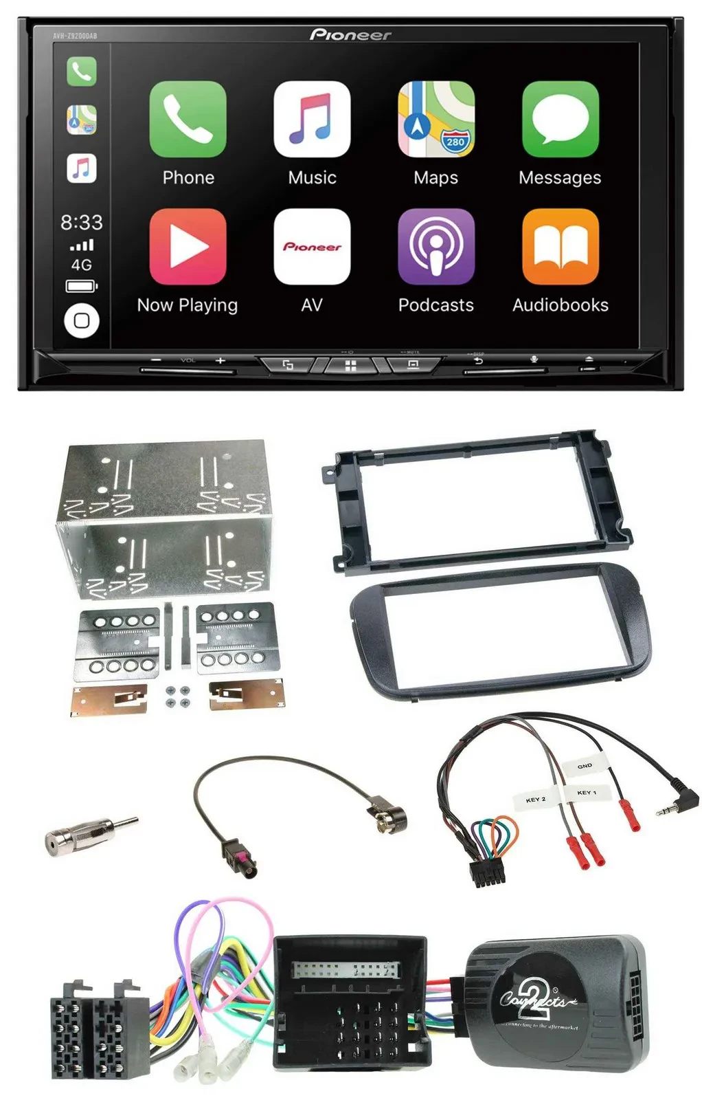 Pioneer 2DIN Lenkrad USB DAB DVD Bluetooth Autoradio für Ford C-Max Galaxy Focus