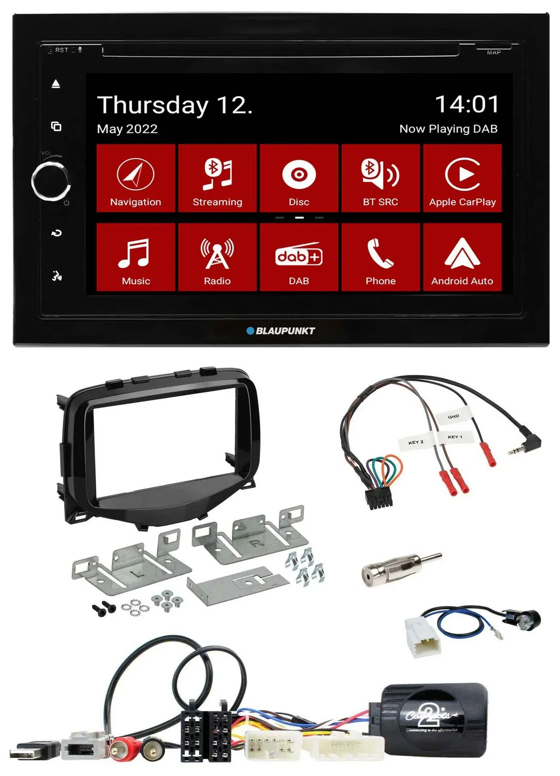 Blaupunkt Lenkrad DVD Bluetooth DAB 2DIN USB Autoradio für Toyota Aygo 2014-2021