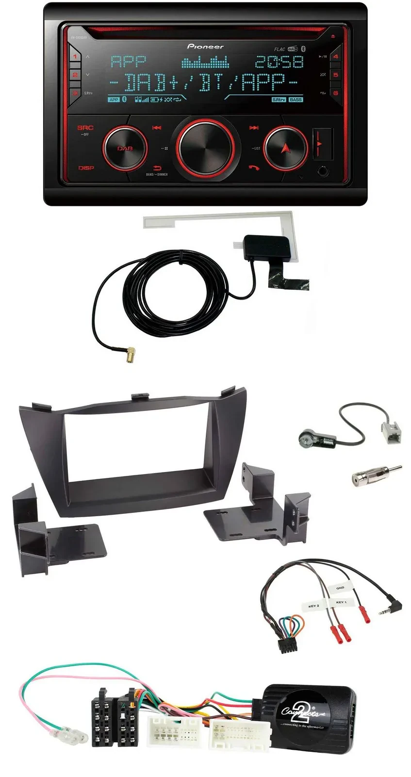 Автомагнитола Pioneer 2-DIN DAB USB CD Bluetooth для Hyundai ix35 (2010–2013) с поддержкой кнопок на руле