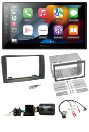 Автомагнитола Pioneer 2DIN DAB, Bluetooth, USB для Fiat Idea (2006–2012), серый, поддержка кнопок на руле