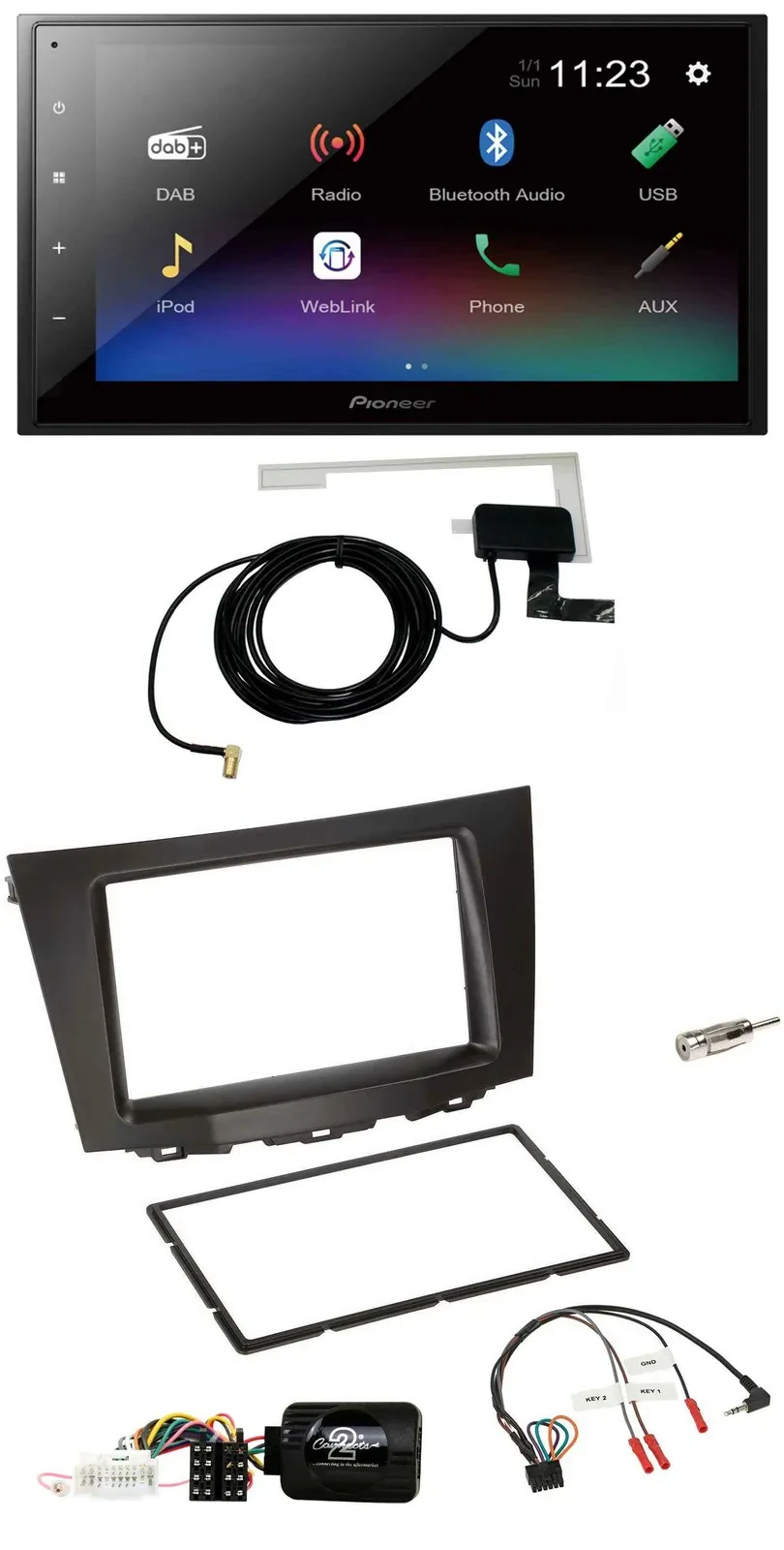 Pioneer DAB Lenkrad Bluetooth 2DIN USB Autoradio für Suzuki Kizashi ab 2010