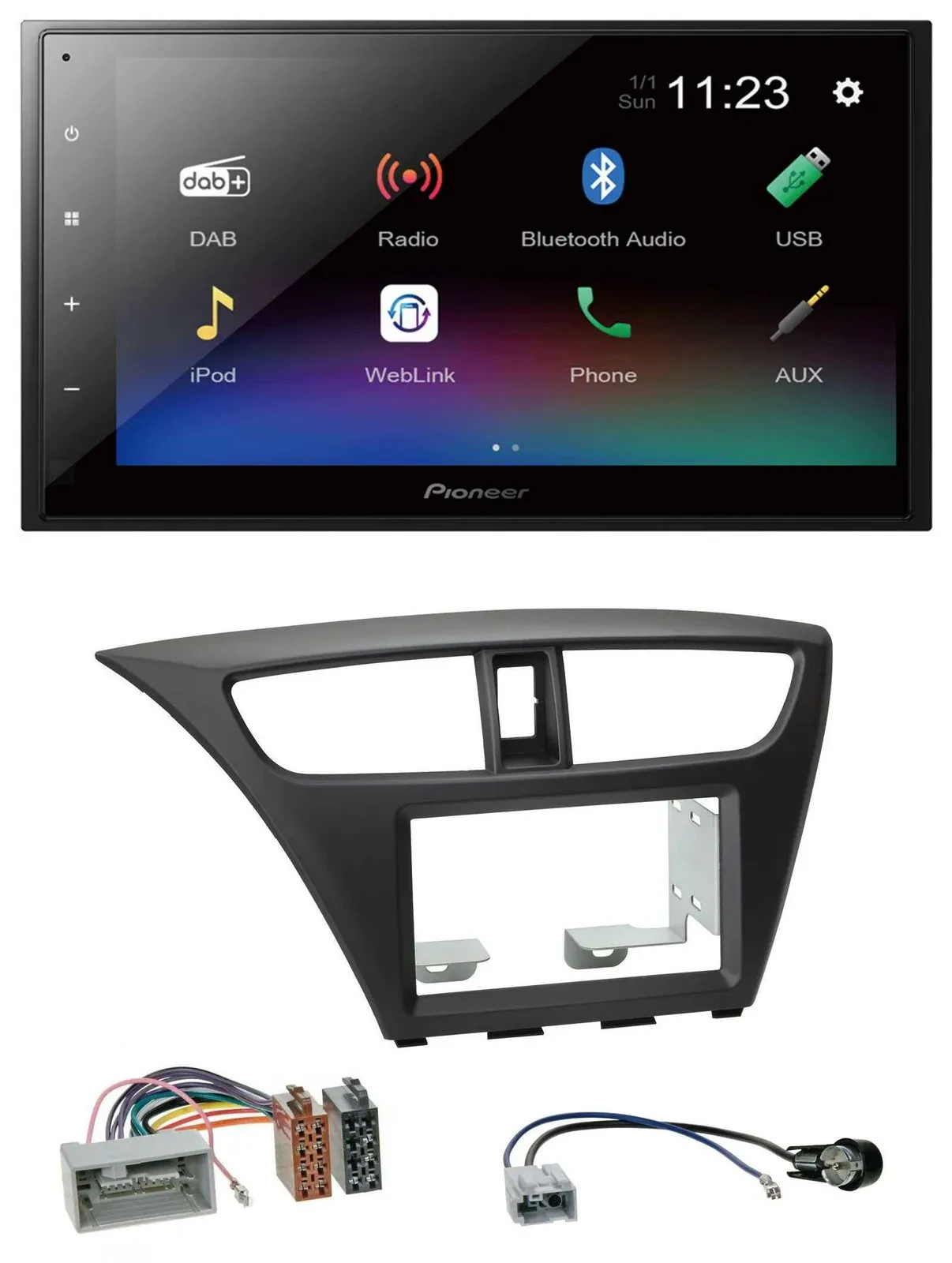 Pioneer USB Bluetooth DAB 2DIN MP3 Autoradio für Honda Civic Hatchback ab 12