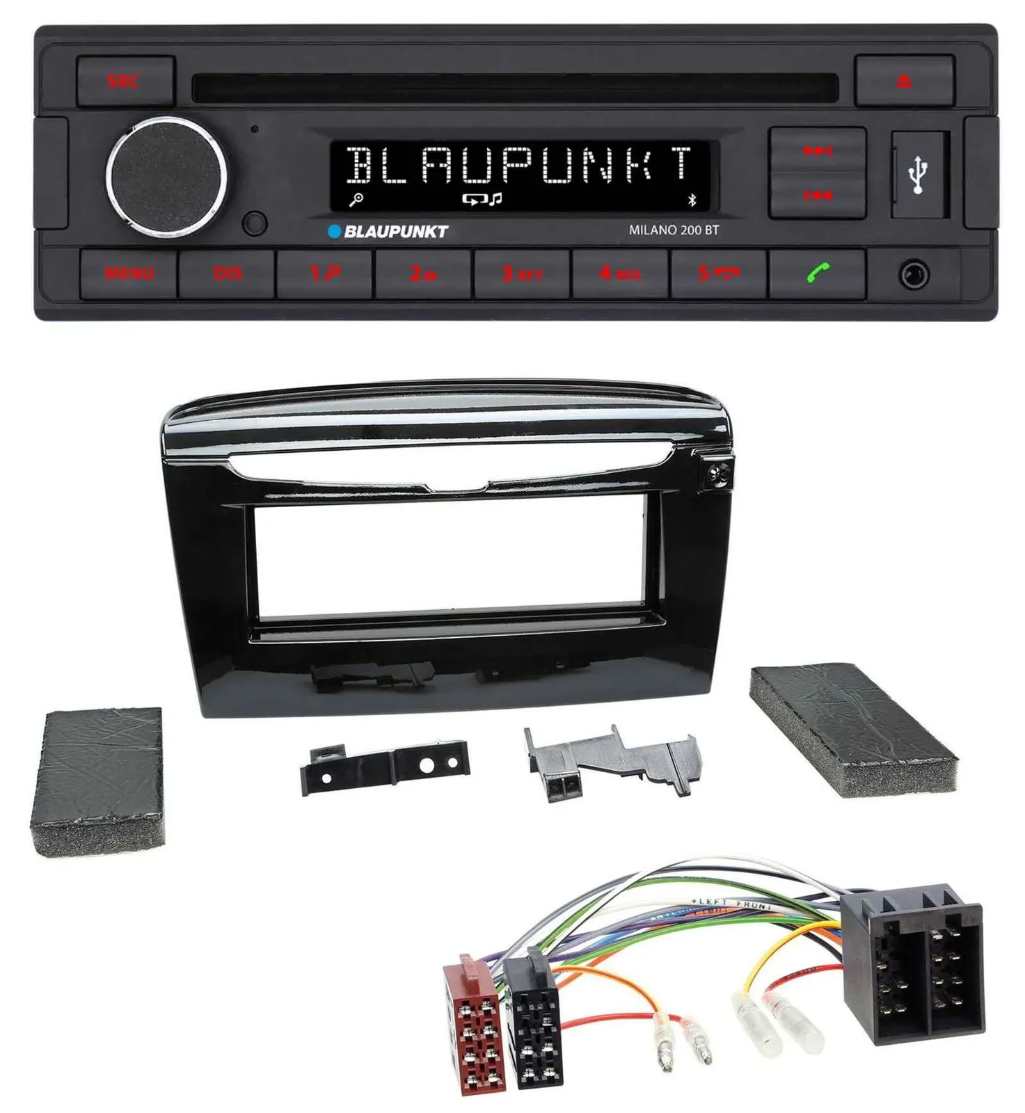 Blaupunkt MP3 USB CD Bluetooth AUX Autoradio für Lancia Y ab 12 schwarz glänzend