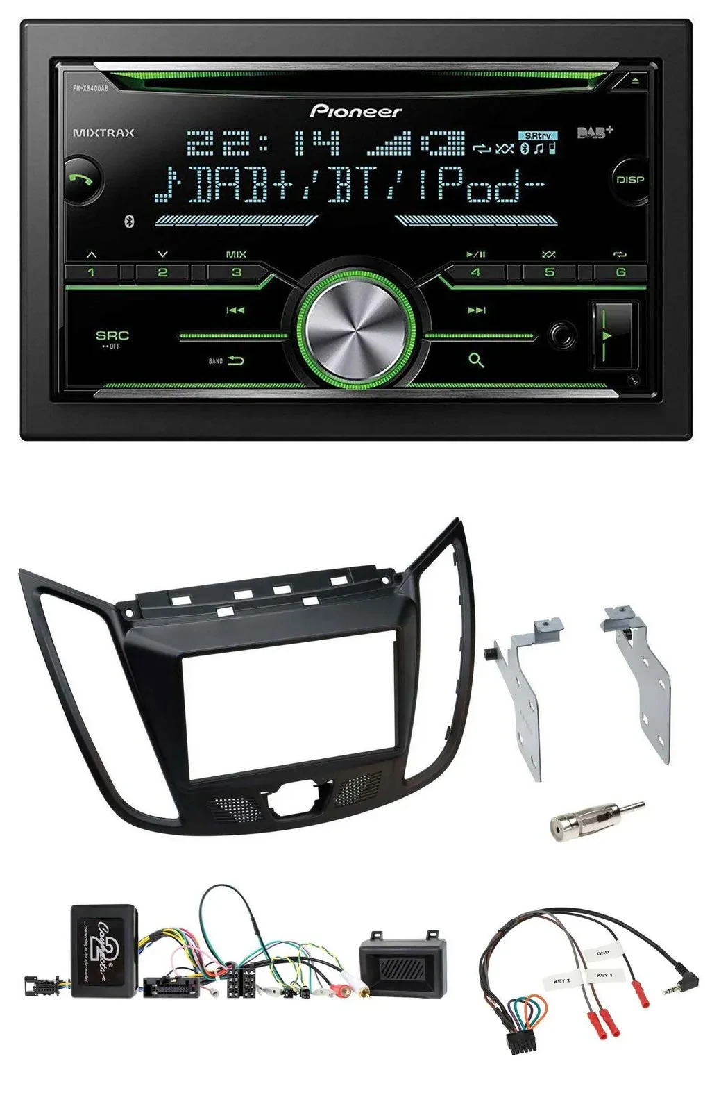 Pioneer Bluetooth Lenkrad DAB 2DIN USB CD Autoradio für Ford Kuga DM2 ab 2013