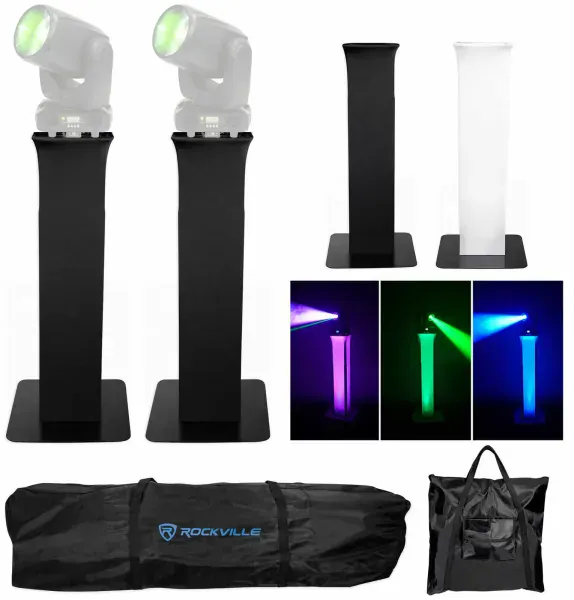 (2) Totem Stands+Black+White Scrims For (2) American DJ Inno Beam LED Lights