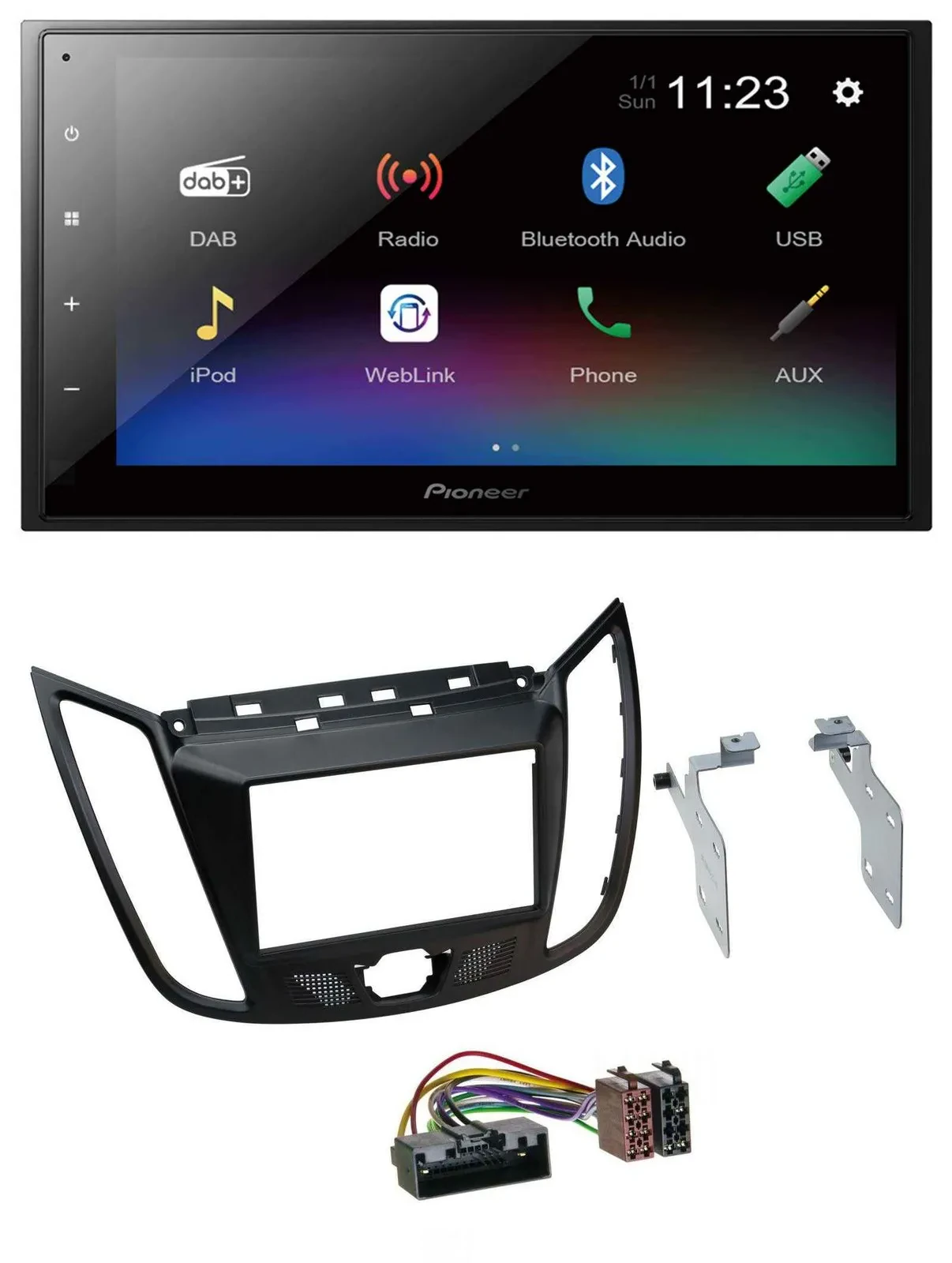 Автомагнитола для Ford Kuga (DM2, с 2013) Pioneer 2DIN, USB, Bluetooth, DAB, MP3