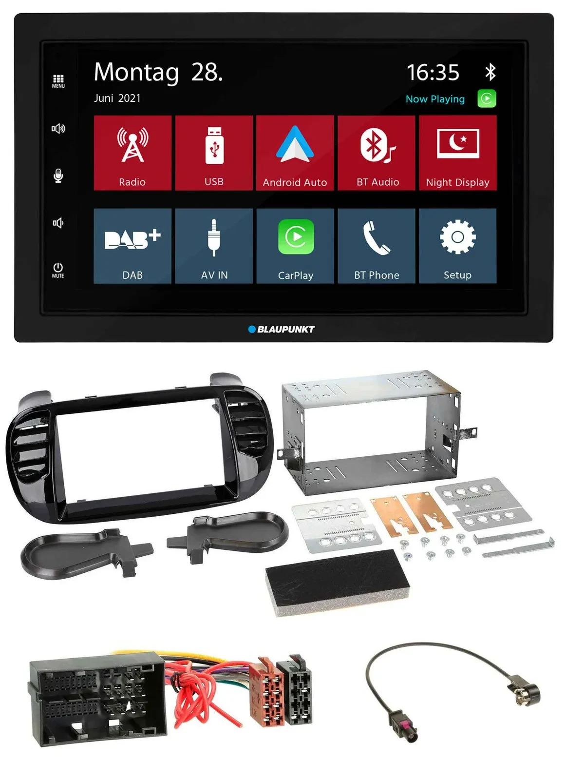 Blaupunkt MP3 Bluetooth DAB 2DIN USB Autoradio für Fiat 500 (ab 12) schwarz