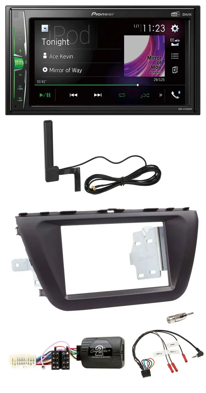 Автомагнитола Pioneer 2DIN, MP3, DAB, Bluetooth для Suzuki SX4 (с 2013), поддержка управления на руле