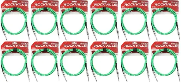 Инструментальный кабель Rockville RCGT6.0G Green 1.8 м (12 штук)