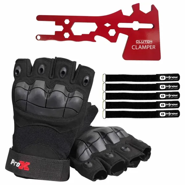 ProX X-Gripz Hard Knuckle Fingerless Protective Gloves with Trussing Utility To