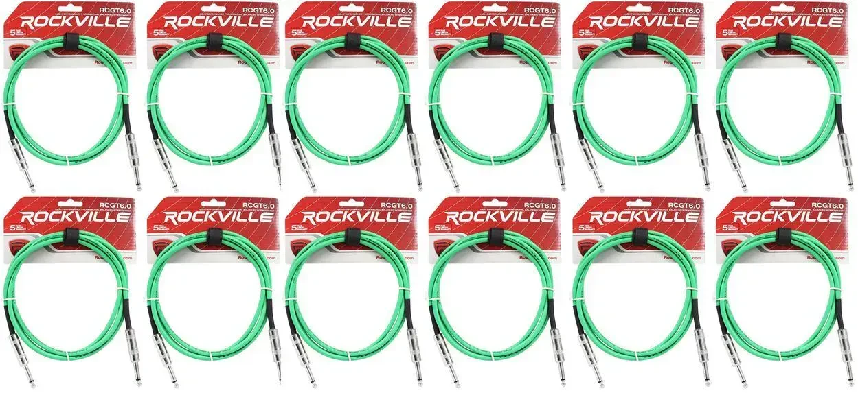 Инструментальный кабель Rockville RCGT6.0G Green 1.8 м (12 штук)