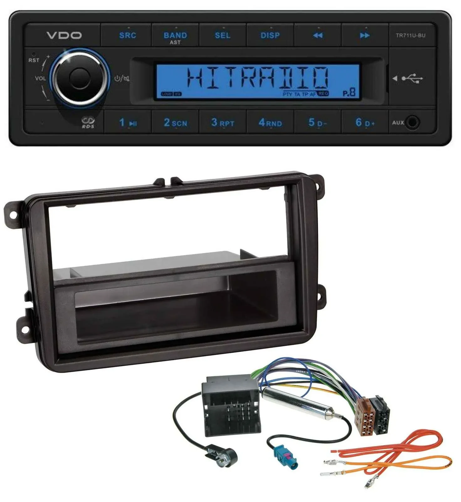 Автомагнитола VDO 1 DIN, USB, AUX, MP3, для VW Amarok/Beetle/EOS (с 2006)