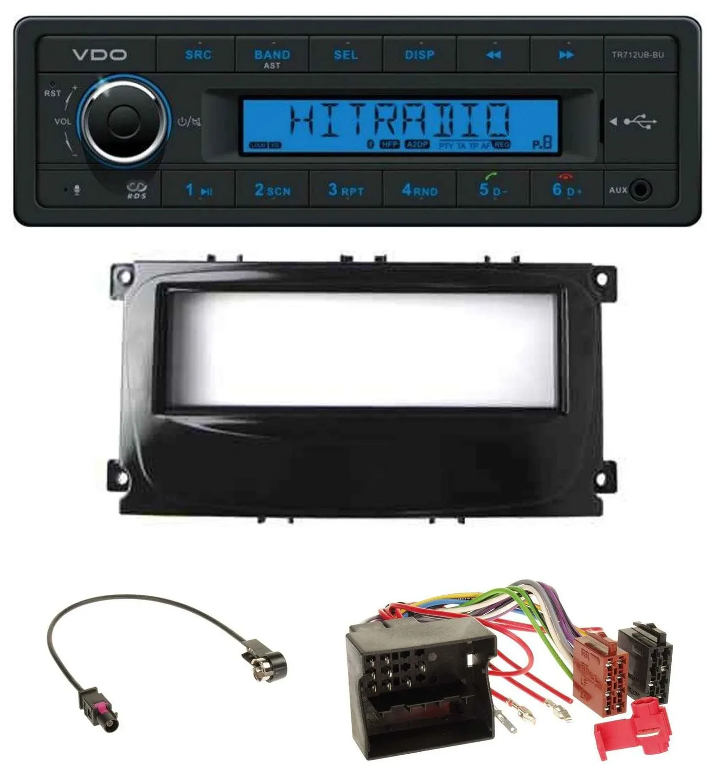 VDO Bluetooth AUX USB MP3 Autoradio für Ford C-Max Galaxy Focus ab 2007 glänzend