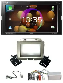 JVC DAB Lenkrad 2DIN Bluetooth USB Autoradio für Kia Sportage 3 2010-2015 silber